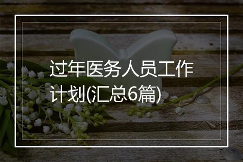 过年医务人员工作计划(汇总6篇)