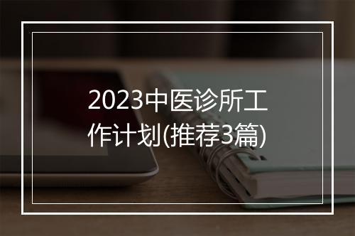 2023中医诊所工作计划(推荐3篇)