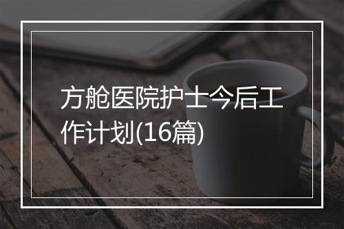 方舱医院护士今后工作计划(16篇)