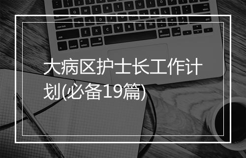 大病区护士长工作计划(必备19篇)