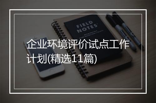 企业环境评价试点工作计划(精选11篇)