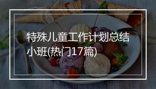 特殊儿童工作计划总结小班(热门17篇)