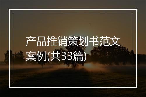 产品推销策划书范文案例(共33篇)
