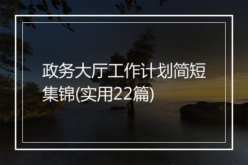 政务大厅工作计划简短集锦(实用22篇)