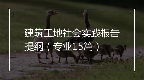 建筑工地社会实践报告提纲（专业15篇）
