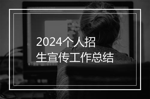 2024个人招生宣传工作总结