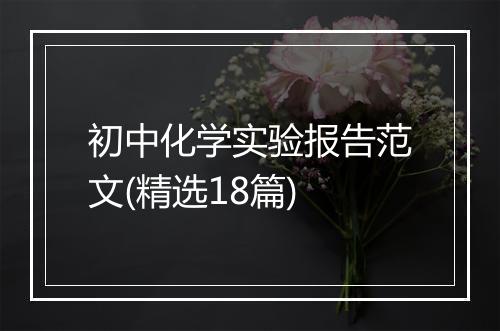 初中化学实验报告范文(精选18篇)
