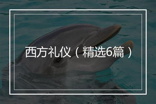 西方礼仪（精选6篇）