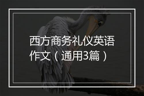 西方商务礼仪英语作文（通用3篇）