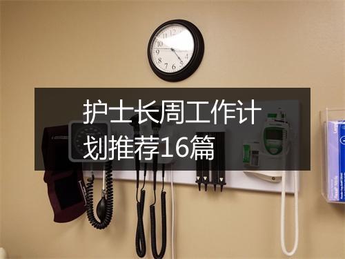 护士长周工作计划推荐16篇