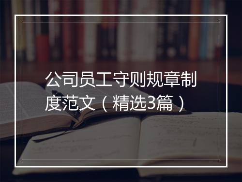 公司员工守则规章制度范文（精选3篇）
