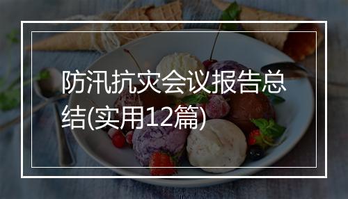 防汛抗灾会议报告总结(实用12篇)