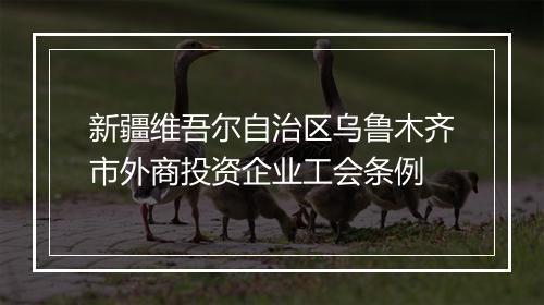新疆维吾尔自治区乌鲁木齐市外商投资企业工会条例