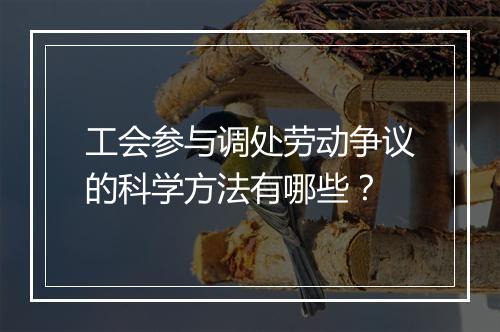 工会参与调处劳动争议的科学方法有哪些？