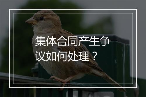 集体合同产生争议如何处理？