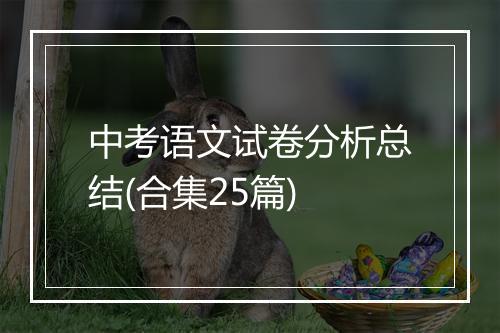 中考语文试卷分析总结(合集25篇)