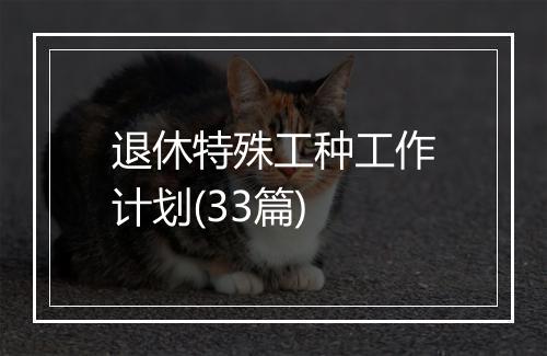 退休特殊工种工作计划(33篇)