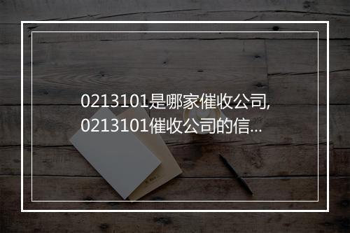 0213101是哪家催收公司,0213101催收公司的信誉如何