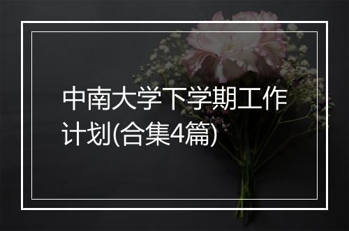 中南大学下学期工作计划(合集4篇)