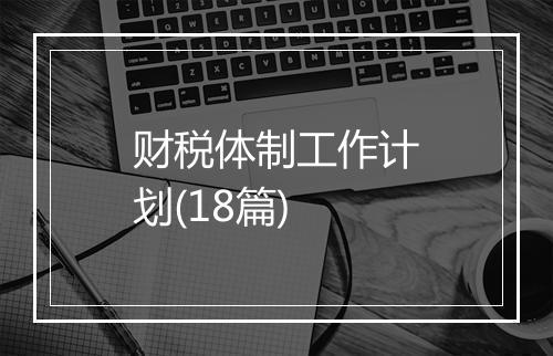 财税体制工作计划(18篇)