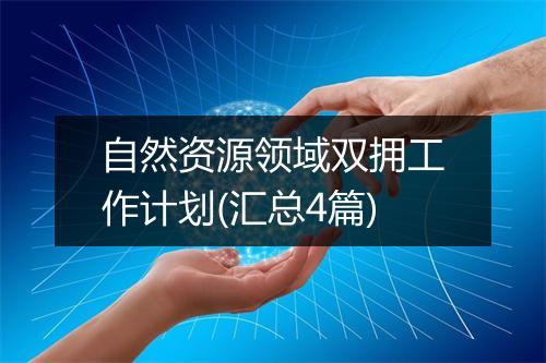 自然资源领域双拥工作计划(汇总4篇)