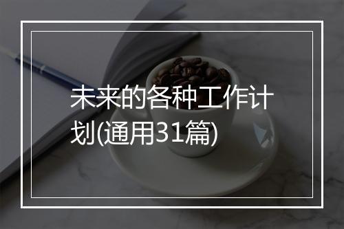 未来的各种工作计划(通用31篇)