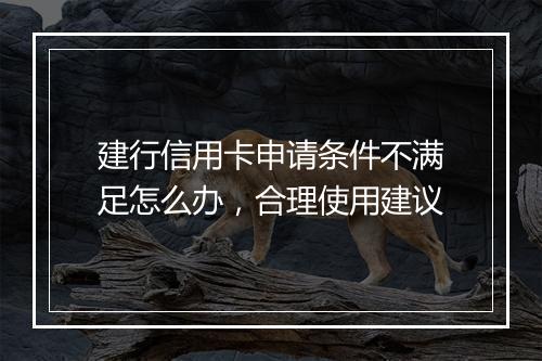 建行信用卡申请条件不满足怎么办，合理使用建议