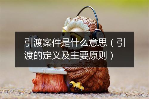 引渡案件是什么意思（引渡的定义及主要原则）