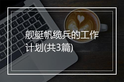 舰艇帆缆兵的工作计划(共3篇)