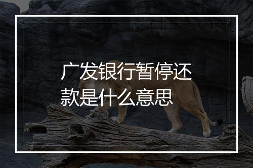 广发银行暂停还款是什么意思