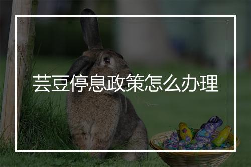 芸豆停息政策怎么办理