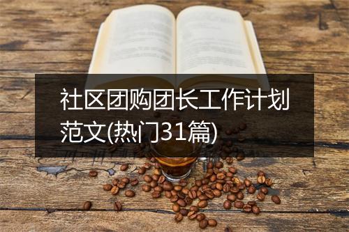 社区团购团长工作计划范文(热门31篇)