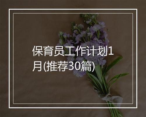 保育员工作计划1月(推荐30篇)