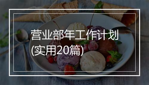 营业部年工作计划(实用20篇)