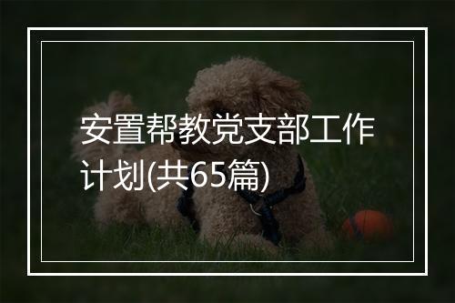 安置帮教党支部工作计划(共65篇)