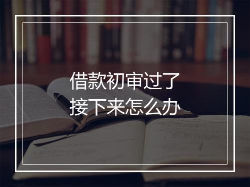借款初审过了接下来怎么办