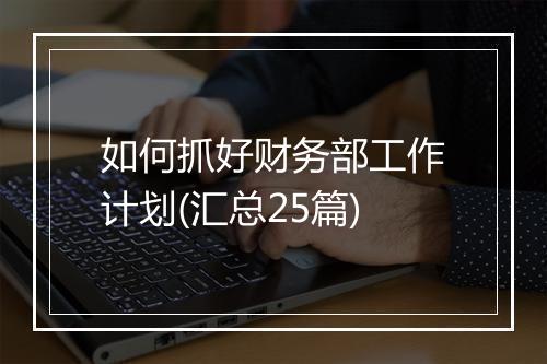 如何抓好财务部工作计划(汇总25篇)