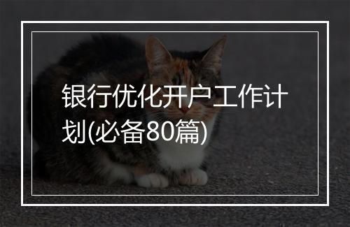 银行优化开户工作计划(必备80篇)