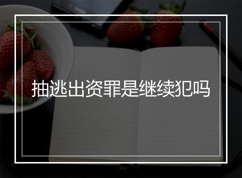 抽逃出资罪是继续犯吗