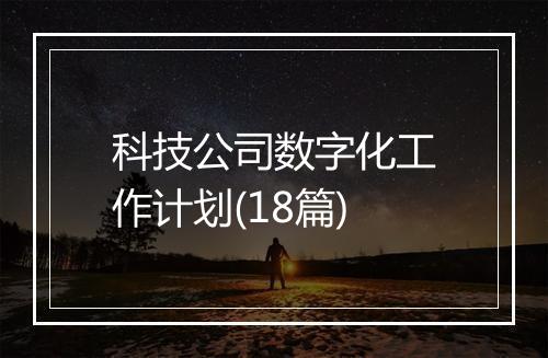 科技公司数字化工作计划(18篇)