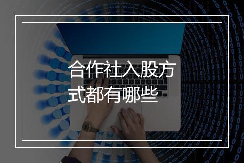 合作社入股方式都有哪些