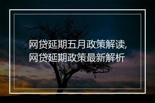 网贷延期五月政策解读,网贷延期政策最新解析