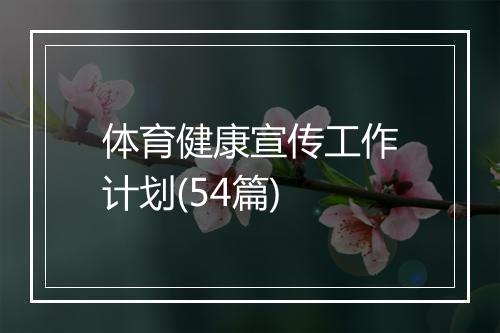 体育健康宣传工作计划(54篇)