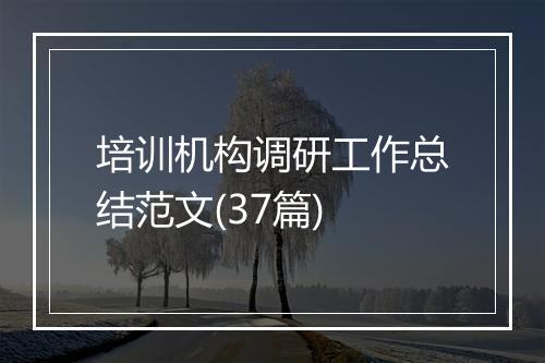 培训机构调研工作总结范文(37篇)