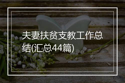 夫妻扶贫支教工作总结(汇总44篇)