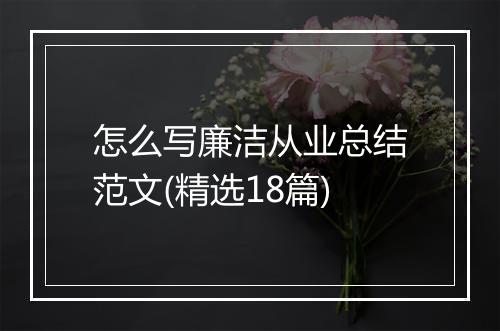 怎么写廉洁从业总结范文(精选18篇)