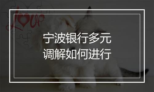 宁波银行多元调解如何进行