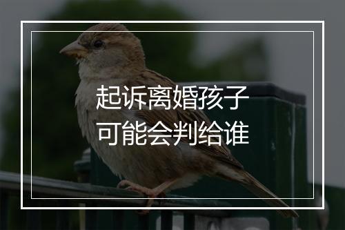 起诉离婚孩子可能会判给谁