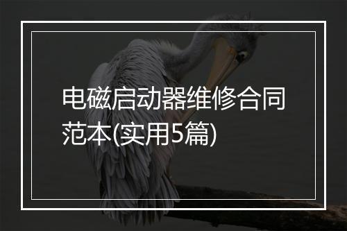 电磁启动器维修合同范本(实用5篇)