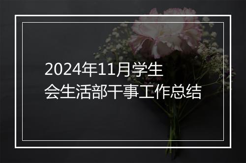 2024年11月学生会生活部干事工作总结
